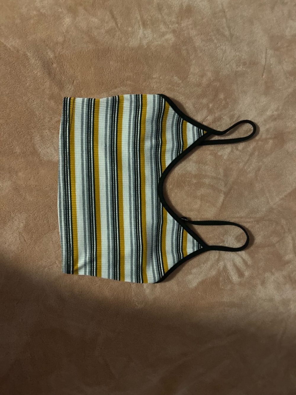 SHEIN Yellow Black White Striped Tank Top